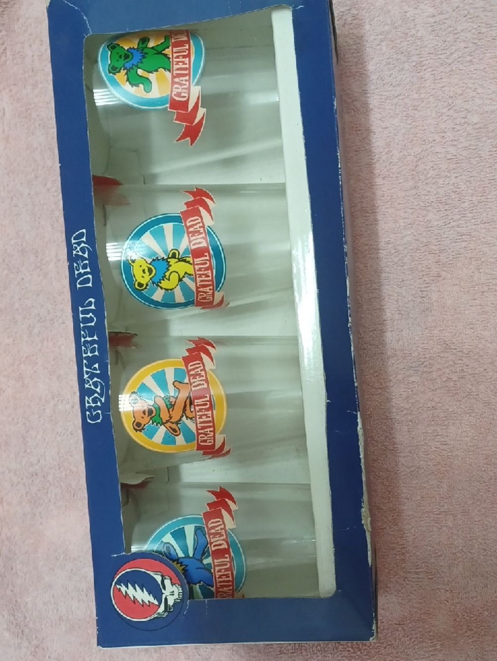 Grateful Dead Clear Shot Glasses with Multicolor Bear Decals